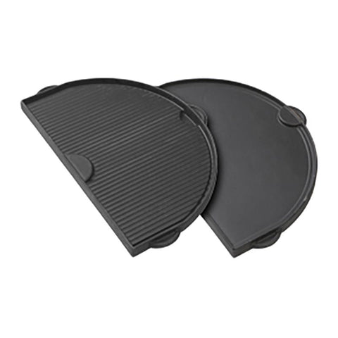 Primo Half Moon Cast Iron Griddle for Oval XL 400, Flat and Grooved Sides (1 pc.) - PG00360