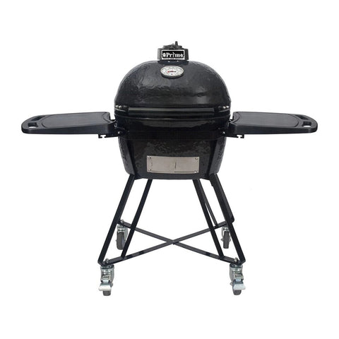 Primo Oval Junior 200 All-In-One FreestandIng Charcoal Ceramic Kamado Grill With Heavy-Duty Stand and Side Shelves (2021 Model) - PGCJRC