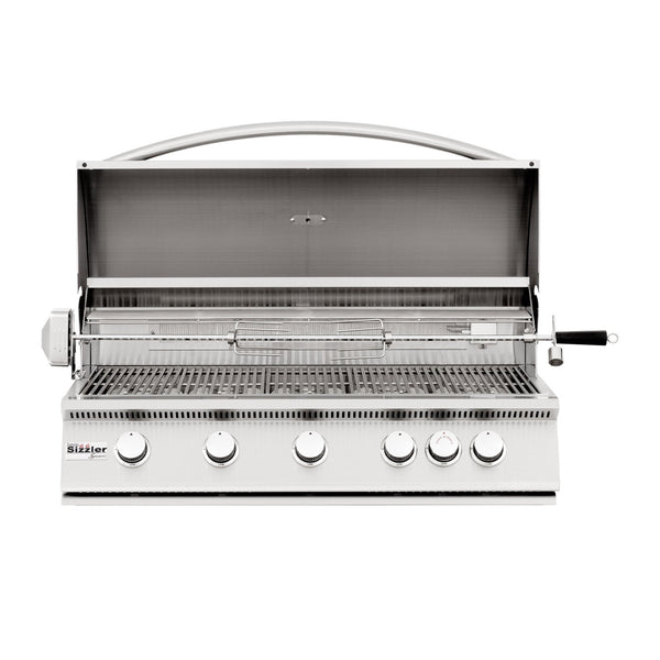 Summerset Sizzler 40-Inch Natural Gas Built-In Grill w/ 5 Burners and 1 Rear Infrared Rotisserie Burner (Rotisserie Kit NOT Included) - SIZ40-NG