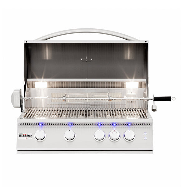 Summerset Sizzler Professional-Series 32-Inch Natural Gas Built-In Grill w/ 4 Burners and 1 Rear Infrared Rotisserie Burner (Rotisserie Kit NOT Included) - SIZPRO32-NG