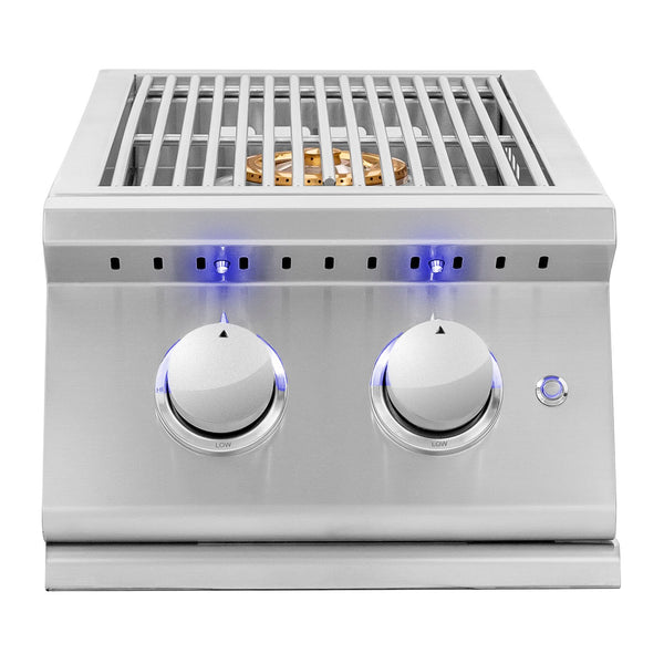 Summerset Sizzler Pro Series Natural Gas Built-In Double Side Burner w/ LED Illumination and Removable Lid - SIZPROSB2-NG