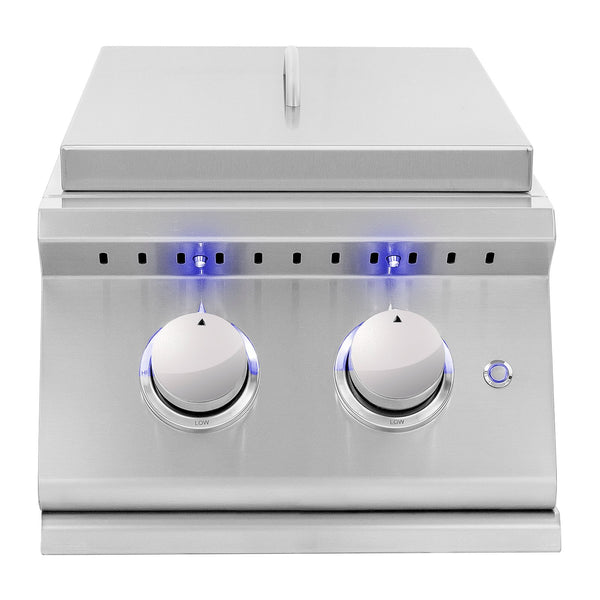 Summerset Sizzler Pro Series Natural Gas Built-In Double Side Burner w/ LED Illumination and Removable Lid - SIZPROSB2-NG