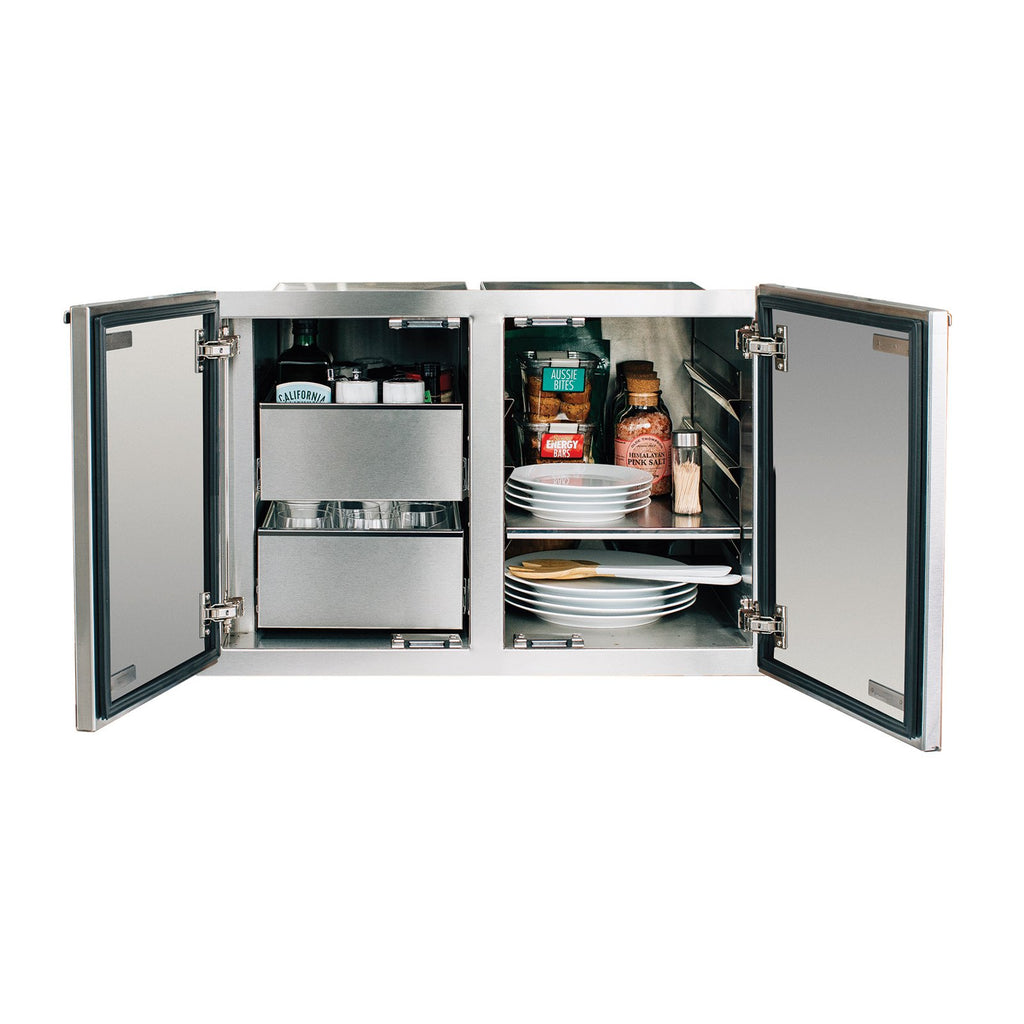Summerset 36-Inch North American Stainless Steel 2-Drawer Dry Storage Pantry and Enclosed Cabinet Combo - SSDP-36DC