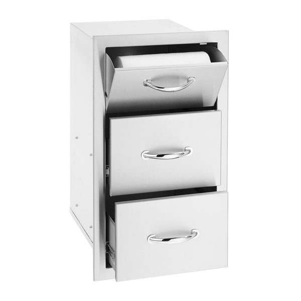 Summerset 17-Inch North American Stainless Steel 2-Drawer w/ Paper Towel Holder Combo - SSTDC-17