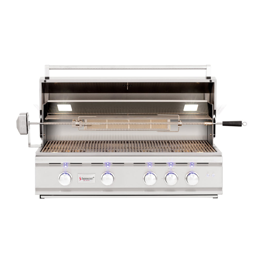 Summerset TRL 38-Inch Natural Gas Built-In Grill w/ 4 Burners, 1 Rear Infrared Rotisserie Burner and Rotisserie Kit - TRL38-NG
