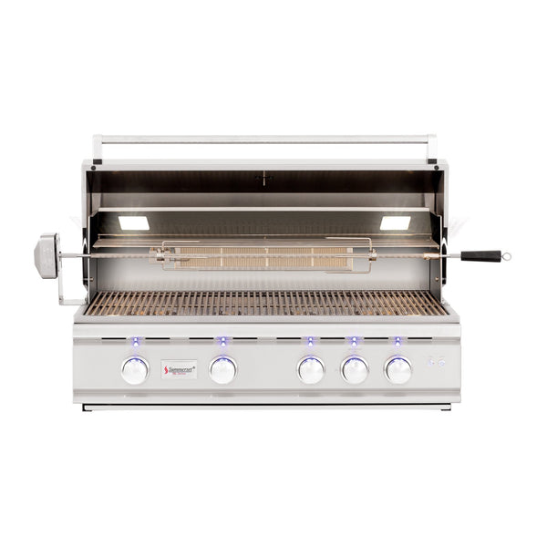 Summerset TRL 38-Inch Propane Gas Built-In Grill w/ 4 Burners, 1 Rear Infrared Rotisserie Burner and Rotisserie Kit - TRL38-LP