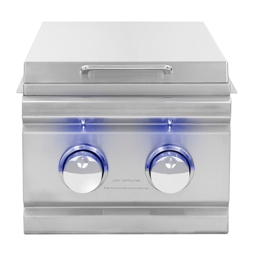 Summerset TRL Propane Gas Built-In Double Side Burner w/ LED Illumination and Removable Lid - TRLSB2-LP