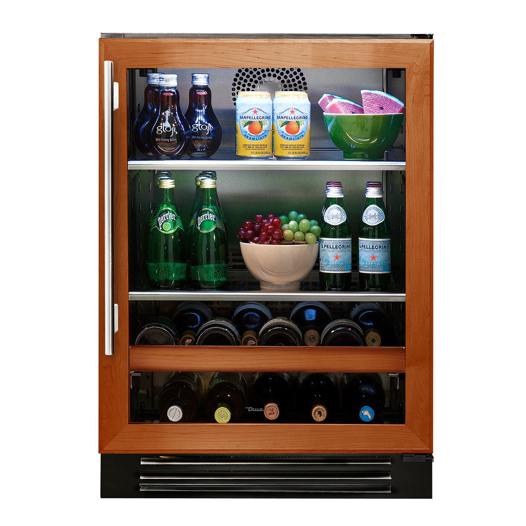 True 24-Inch ADA Height Beverage Center with Panel Ready Glass Door, 2 Black Wire Shelves, 1 Wine Shelf (Right Hinge) - TUBADA-24-RG-A-O