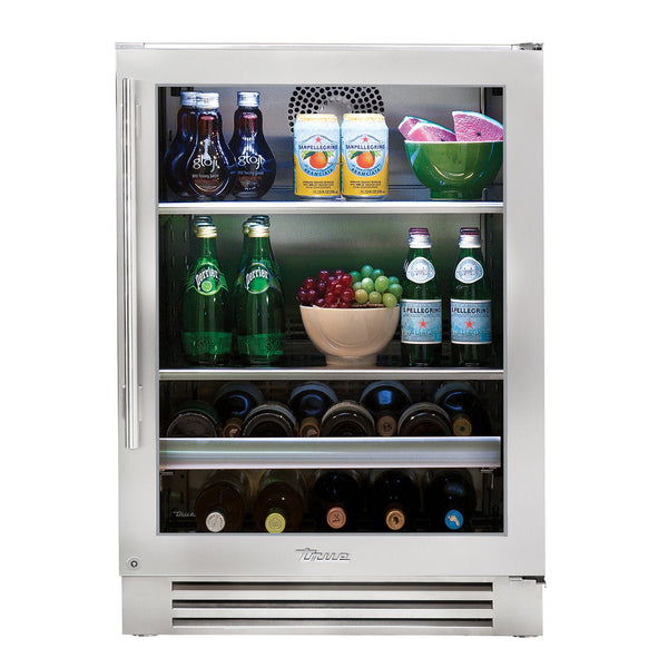 True 24-Inch Undercounter Beverage Center with Stainless Steel Glass Door, 2 Interior Glass Shevles and 1 Wine Shelf (Right Hinge) - TBC-24-R-SG-C