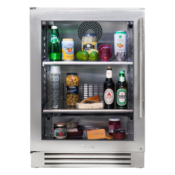 True 24-Inch ADA Height Refrigerator with Stainless Steel Glass Door, 2 Black Wire Shelves (Left Hinge) - TURADA-24-LG-A-S