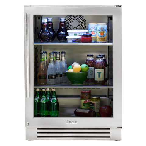 True 24-Inch ADA Height Refrigerator with Stainless Steel Glass Door, 2 Black Wire Shelves (Right Hinge) - TURADA-24-RG-A-S