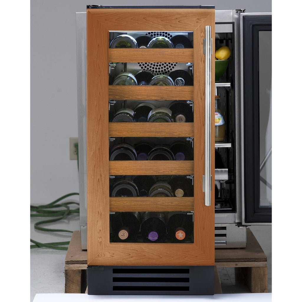 True 15-Inch Undercounter Single Zone Wine Refrigerator with Panel Ready Glass Door, 5 Pullout Wine Shelves (Left Hinge) - TWC-15-L-OG-C