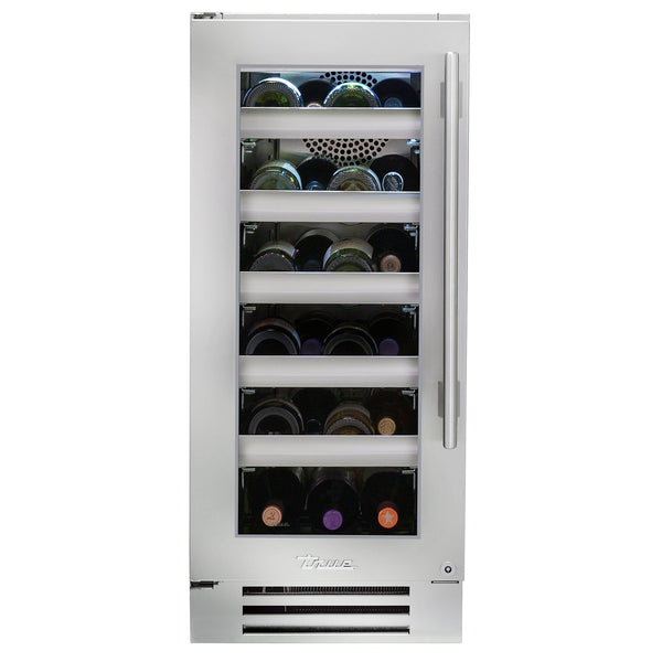 True 15-Inch Undercounter Single Zone Wine Refrigerator with Stainless Steel Glass Door, 5 Pullout Wine Shelves (Left Hinge) - TWC-15-L-SG-C