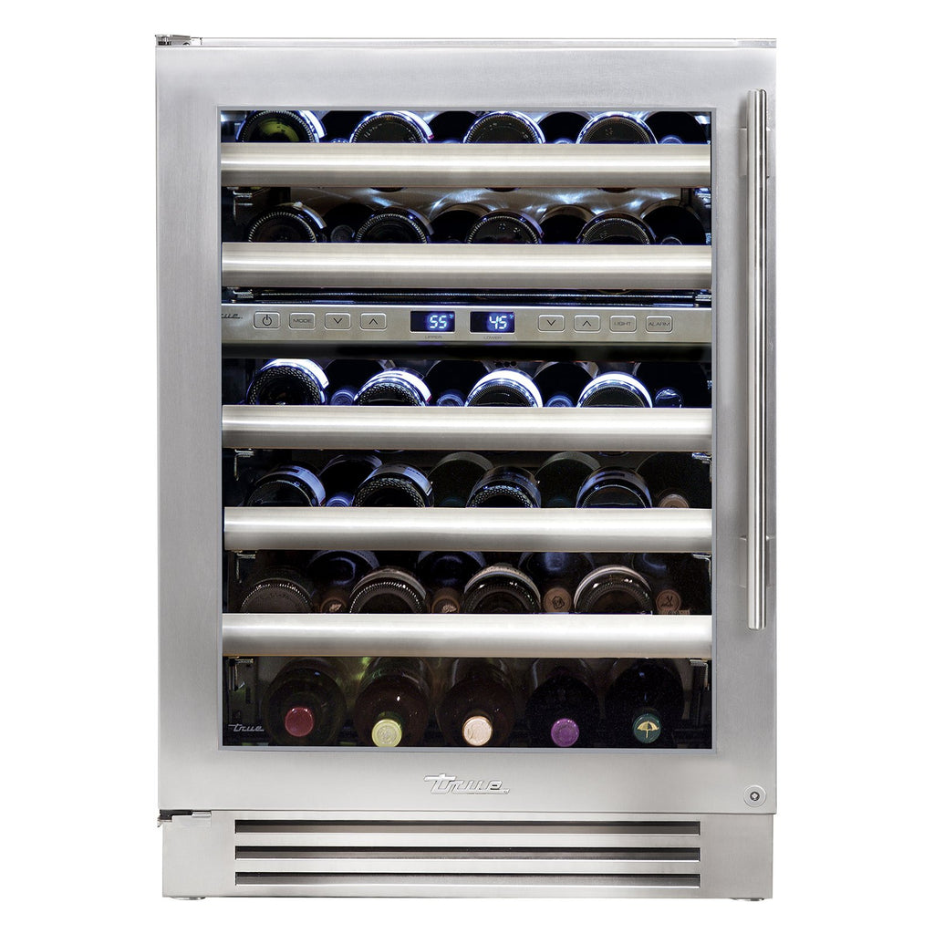 True 24-Inch ADA Height Wine Refrigerator with Stainless Steel Glass Door, 5 Pullout Wine Shelves (Left Hinge) - TUWADA-24-LG-A-S
