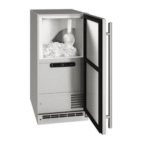 U-Line 15-Inch Stainless Steel Outdoor Clear Ice Machine w/ Reversible Hinge and Pump Included - UOCP115-SS01B