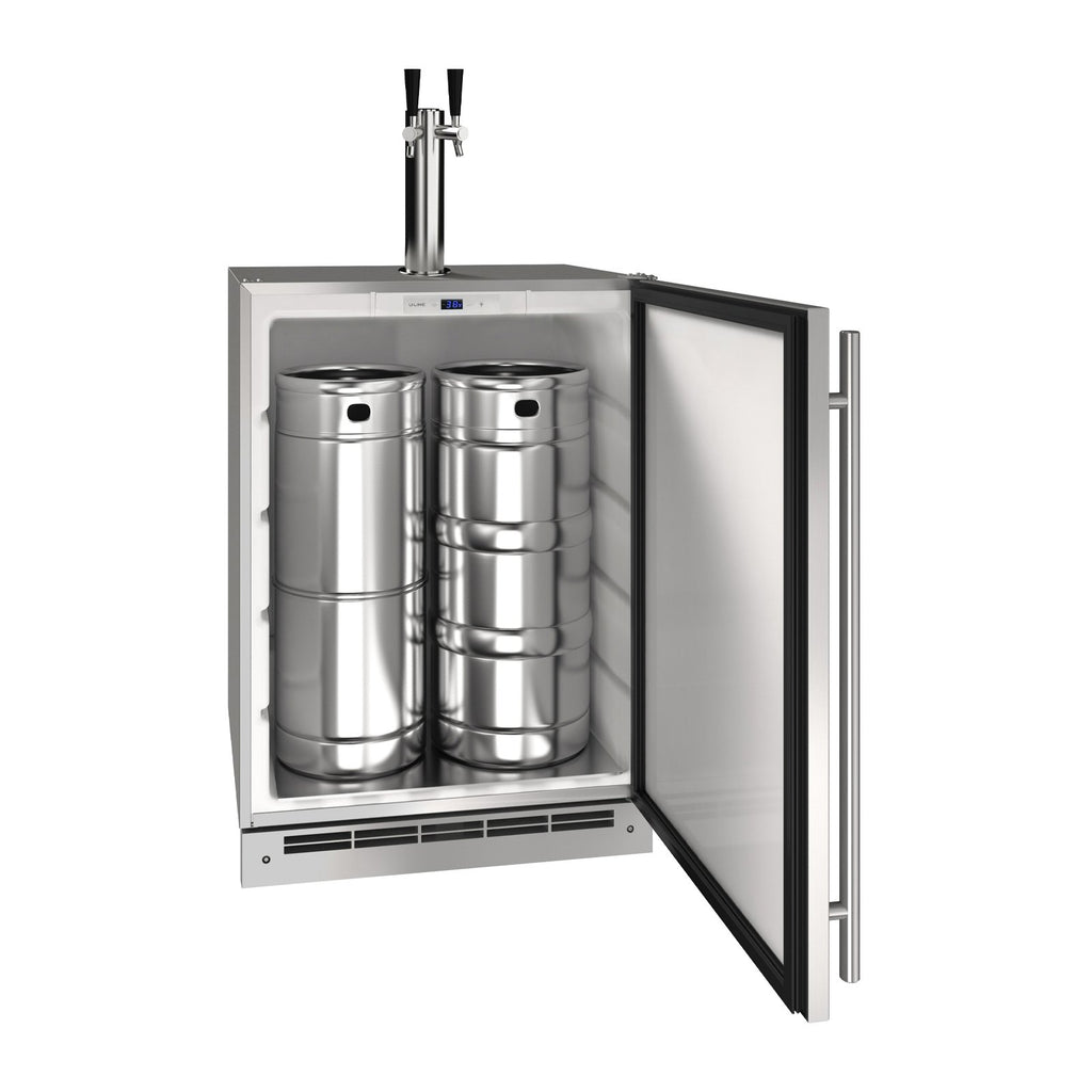 U-Line 24-Inch Stainless Steel Outdoor Keg Refrigerator w/ Reversible Hinge - UOKR124-SS01A