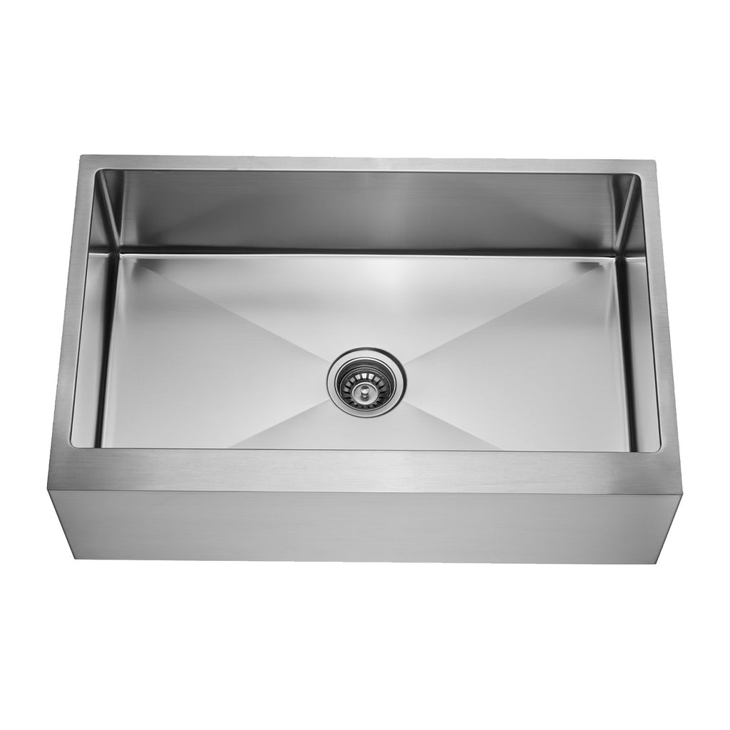 E2 Stainless 16 Gauge 33x21x9 Stainless Steel Rectangular Sink w/ Very Small Corner Radius and 10-Inch Apron Front - VRS-3321A
