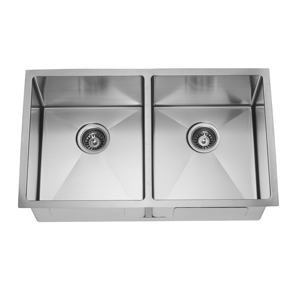 E2 Stainless 16 Gauge 32x19x10 Stainless Steel Rectangular Double Even Sink w/ Very Small Corner Radius - VSR-702