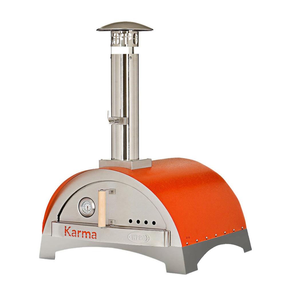 WPPO Karma 25-Inch Stainless Steel Wood Fired Pizza Oven in Orange w/ Stainless Steel Base - WKK-01S-Orange