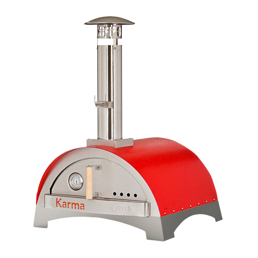 WPPO Karma 25-Inch Stainless Steel Wood Fired Pizza Oven in Red w/ Stainless Steel Base - WKK-01S-Red