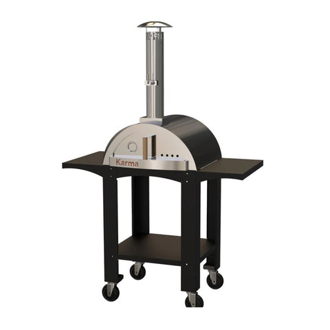 WPPO Karma 25-Inch Stainless Steel Wood Fired Pizza Oven in Black w/ Black Stand - WKK-01S-WS-Black