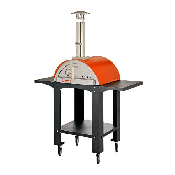 WPPO Karma 25-Inch Stainless Steel Wood Fired Pizza Oven in Orange w/ Black Stand - WKK-01S-WS-Orange