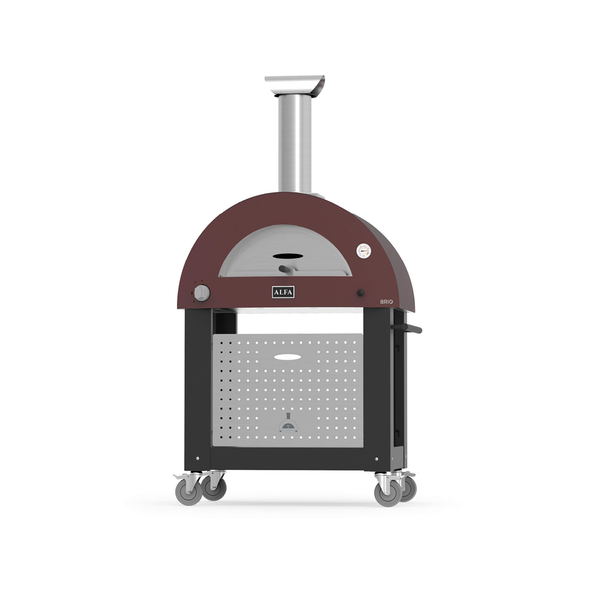 Alfa Brio 27-Inch Freestanding Gas Fired Pizza Oven with Base (Antique Red w/ Black Base) - FXBRIO-GROA-U + BF-BRIO-NER