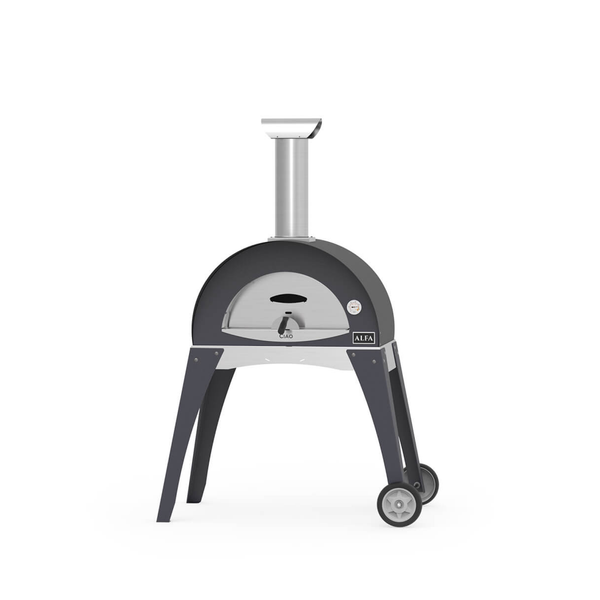 Alfa Ciao M 27-Inch Wood Fired Freestanding Pizza Oven In Silver Gray With Silver Grey Legs - FXCM-LGRI-T-V2 + BF-CIAOM-GR