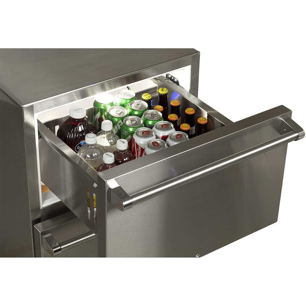 Marvel 24-Inch Outdoor Rated Refrigerated Drawers With Solid Stainless Steel Drawers and Lock - MODR224SS71A
