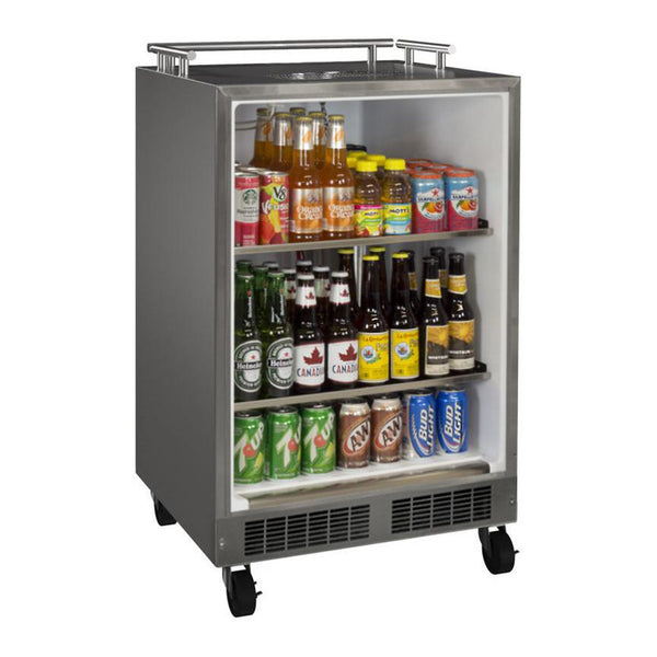 Marvel 24-Inch Mobile Outdoor Rated Dispenser Cabinet With Stainless Steel Door and Lock (Reversible Hinge) - MOKR224SS31A