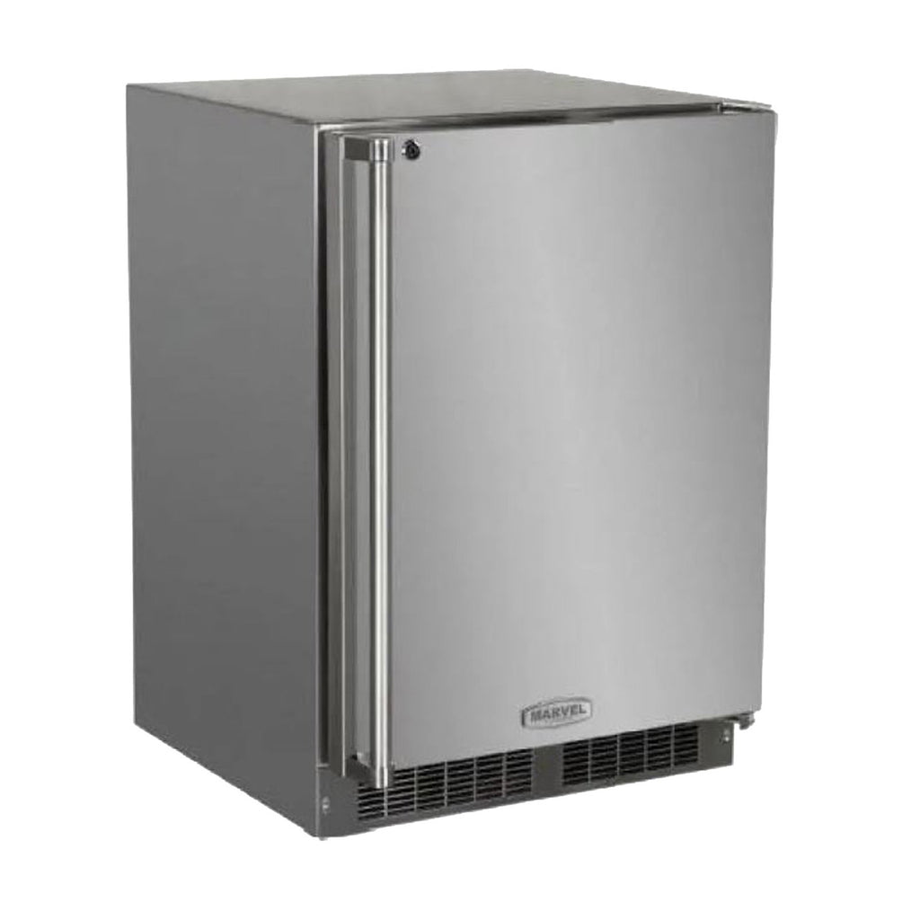 Marvel 24-Inch Outdoor Rated Refrigerator With Stainless Steel Door and Lock (Reversible Hinge) - MORE124SS31A