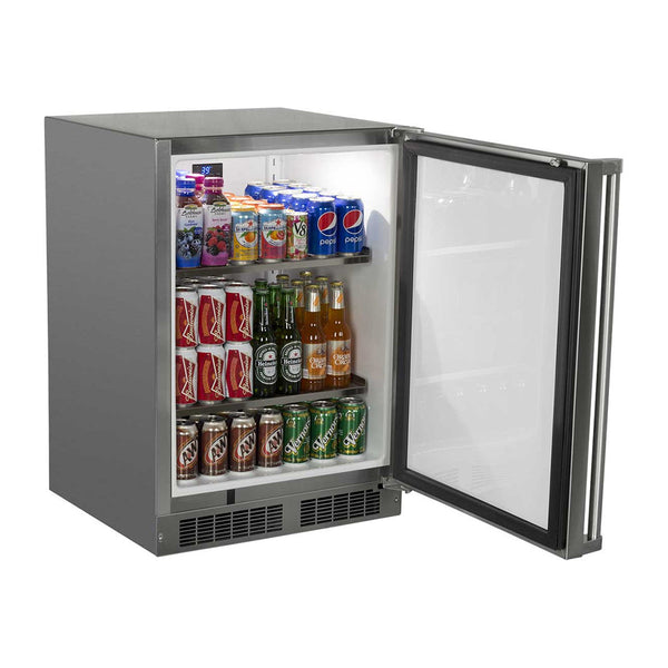 Marvel 24-Inch Outdoor Rated Refrigerator With Stainless Steel Door and Lock (Reversible Hinge) - MORE124SS31A